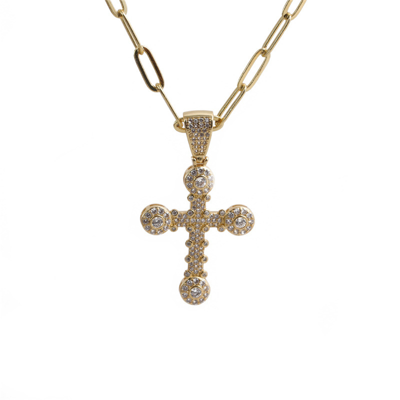 hip hop golden cross pendant necklacepicture5