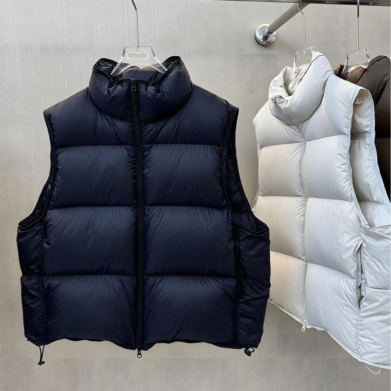 2025 Autumn/Winter New Puff White Duck down Vest for Women, Stand Collar, Loose and Simple Short down Vest, Trendy