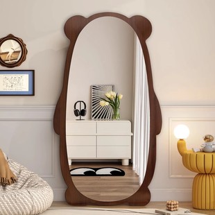 Bear Full-body Mirror Home Dressed Mirror Wall-mounted Floor Mirror Atmosphere Simple Ins Cute Girl's Bedroom Mirror