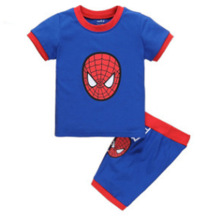 速卖通童装 超人儿童t恤短袖蜘蛛侠中裤两件套children shirt批发