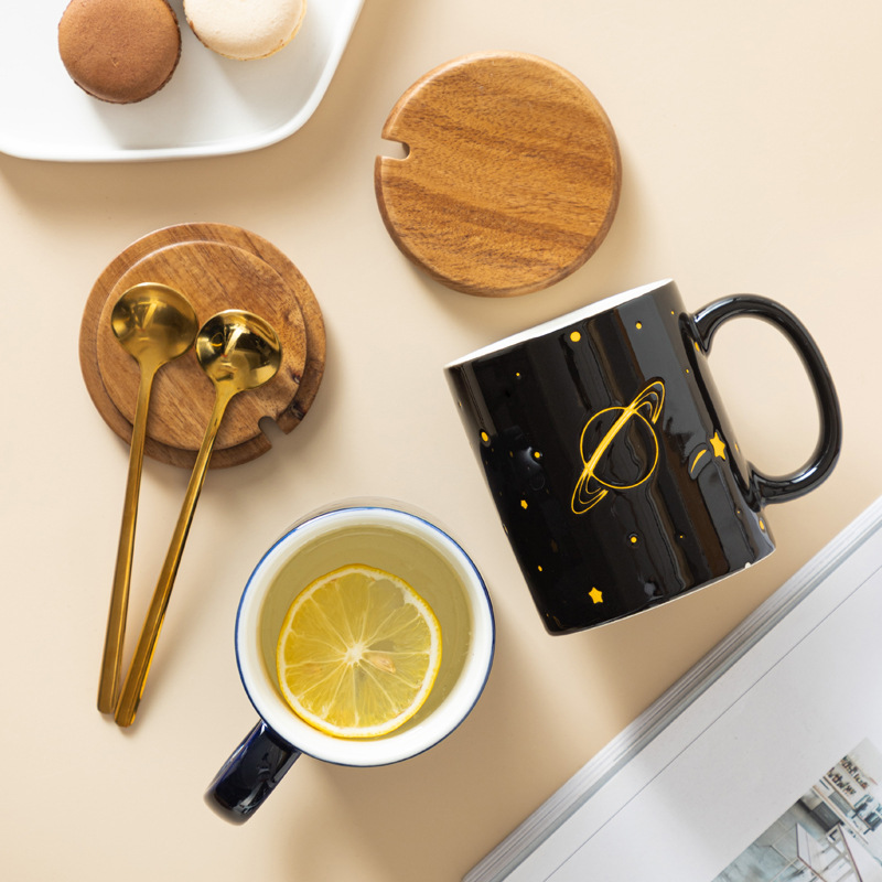 Transfronterizo Amazon cerámica personalizada taza americana taza de té con tapa pareja hombres y mujeres taza de café hogar al por mayor