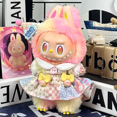 仅衣服适用Labubu拉布布一二三代搪胶毛绒公仔娃衣生日套装吊带裙