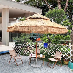 屋外茅草傘庭柱傘ビーチホテル太陽傘商用庭傘シミュレーション稲わら傘