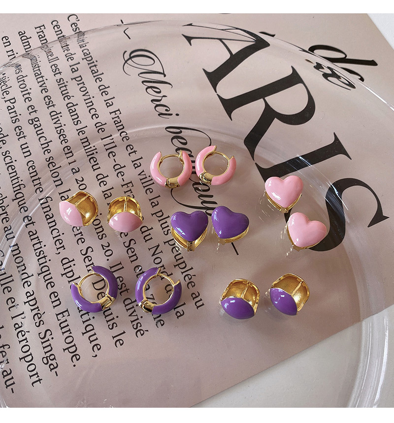new blue purple ear buckle copper earrings drop oil sweet stud earringspicture1