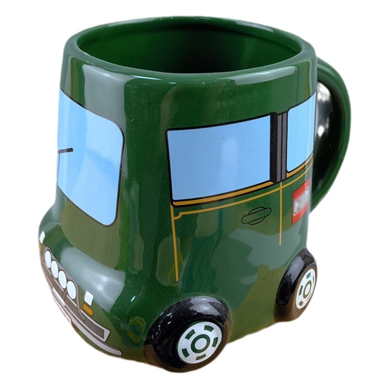 Taza creativa con forma de autobús Domeka, taza de cerámica con forma de taxi británico, taza para agua, taza para café de coche.