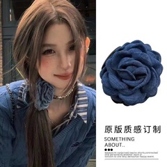 フランスの優しいバラの同じ花の後頭部の布のヘアピンの高級な気質のネットのサメの髪飾りのヘアピン