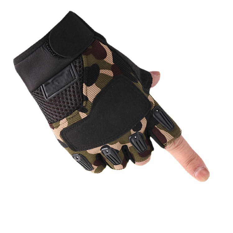 Nuevos hombres y mujeres guantes de medio dedo CS campo deportes al aire libre carreras Thin Riding camuflaje antideslizante