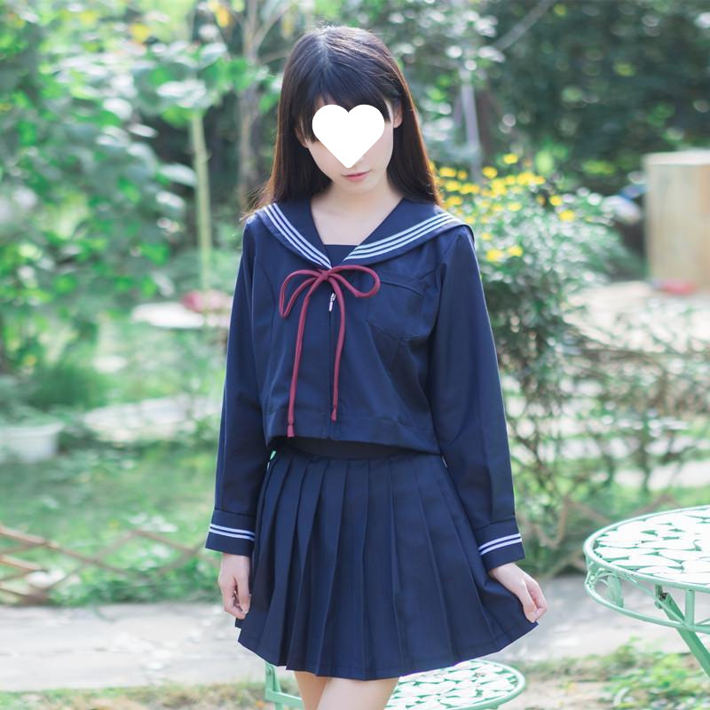 Japanese-Style Student Sailor Uniform Orthodox Long-Sleeve Jk Uniform Kansai-Style Pleated Skirt Autumn and Winter Class Uniform School Uniform Set