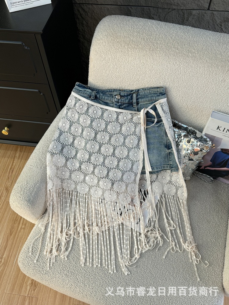 White butt curtain Korean ins lace-up skirt romantic niche big skirt…