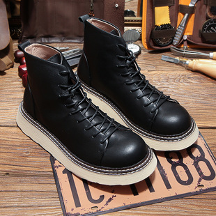 2024 New Martin boots genuine leather high-end men's boots top layer cowhide men's shoes workwear style high-top wholesale one-piece delivery