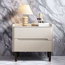 新款收纳实木简约现代家用意式轻奢卧室酒店床边柜岩板皮质床头柜