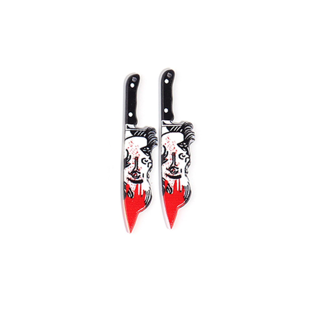17g Weight Pendant Jewelry Making Type 52*14mm, 56*12mm, 56*14mm Jewelry Making Size DIY Jewelry Accessories Classification 10 PCS/Package Quantity Acrylic Material Halloween Festival Blade, Letter Pattern Printing Design Hip-Hop, Retro, Funny Style 10 PCS/Package 52*14mm 56*12mm 56*14mm Arylic Blade Letter Pendant 8
