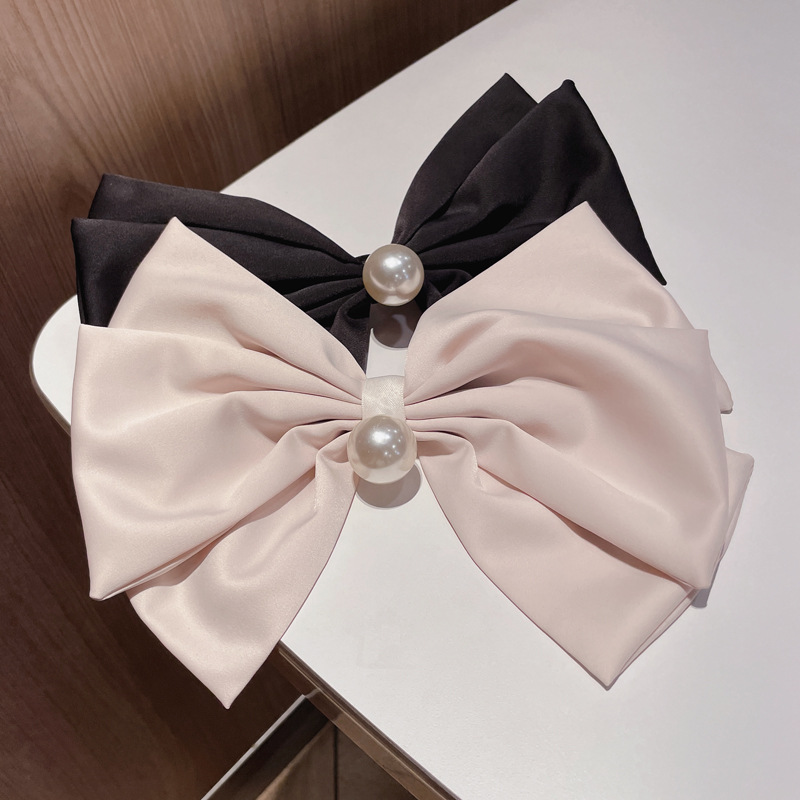 Fashion Bow Knot Cloth Pearl Hair Clip 1 Piece display picture 4