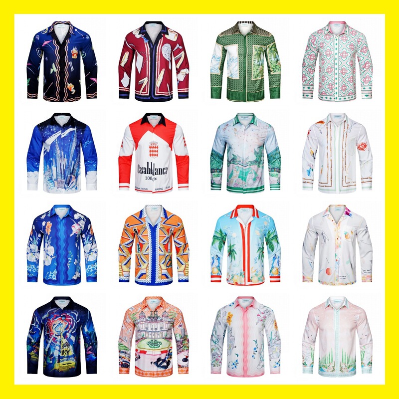 Cross-Border Wholesale Casablanca Long-Sleeved Shirt Casa Racket Fashion Retro Floral Print Shirt Couple Outfit