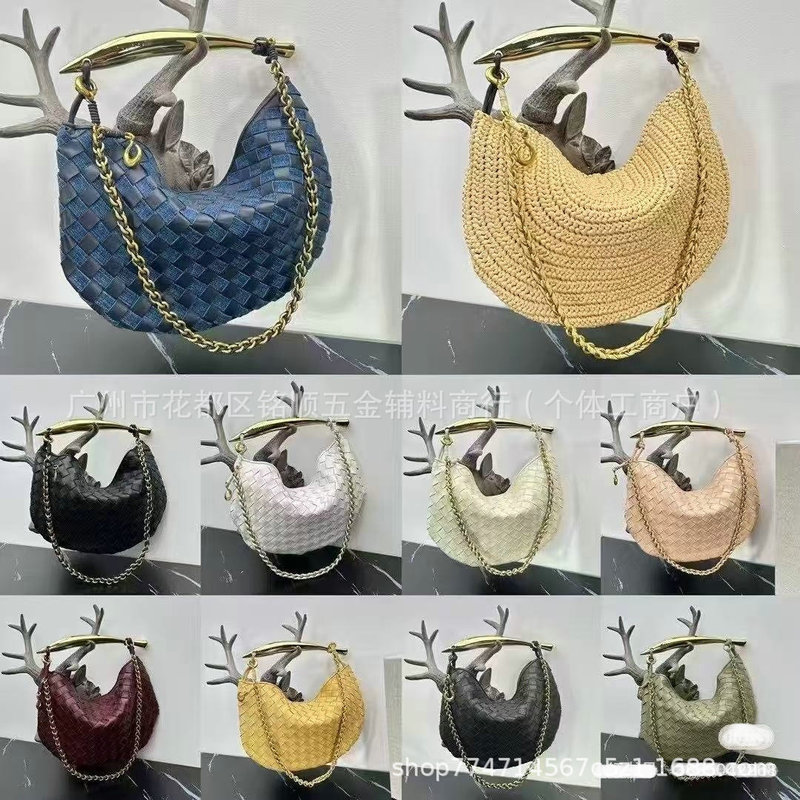 シングルショルダー斜め掛けハンドバッグ、金属製バッグアクセサリー、レディースバッグ、手提げ餃子バッグ、イワシバッグハンドル|undefined