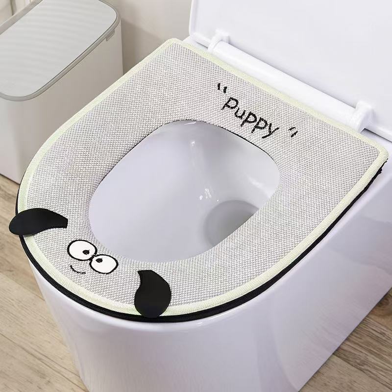 夏用綿麻トイレマット 家庭用 四季通用 ハンドル付きトイレシート 防水ジッパー式 便座マット 冷感|undefined