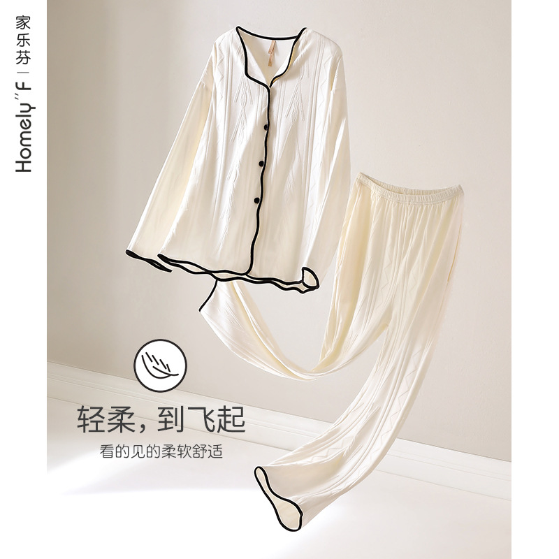 2023 nuevos pijamas de primavera y otoño de las mujeres 100% algodón de manga larga desgaste de alta gama