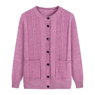 Source Factory Mother's Spring & Fall Knitted Tops Grandma's Sweaters Old Lady's Outwears Middle-Aged and Elderly Women's Long-Sleeved Cardigans