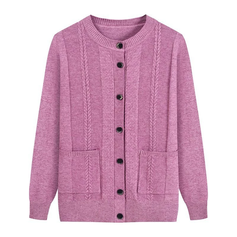 Вязаные топы для мам на весну и осень от фабрики-производителя, свитера для бабушек, пальто для пожилых женщин, кардиганы с длинными рукавами для женщин среднего и старшего возраста.