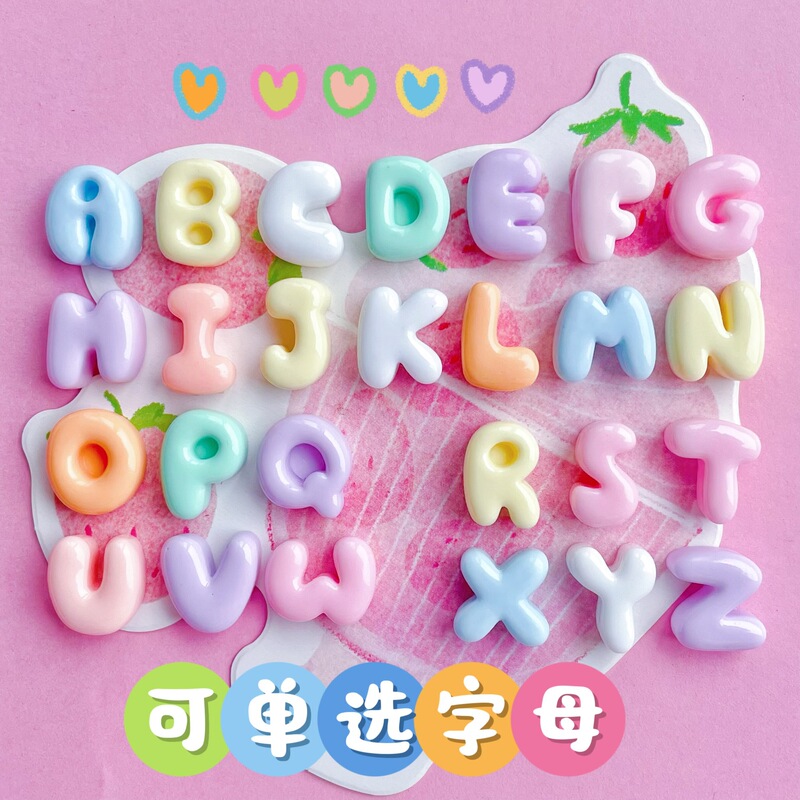 Single choice 26 English letters mini small size resin accessories letters cream gel hair clip mobile phone case accessories materials