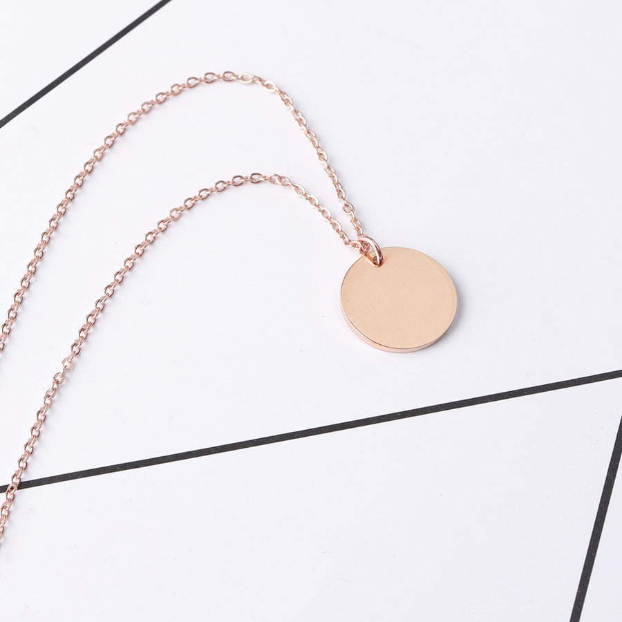Stainless Steel Pendant Necklace With Customisable Circular Plate_voghion.com