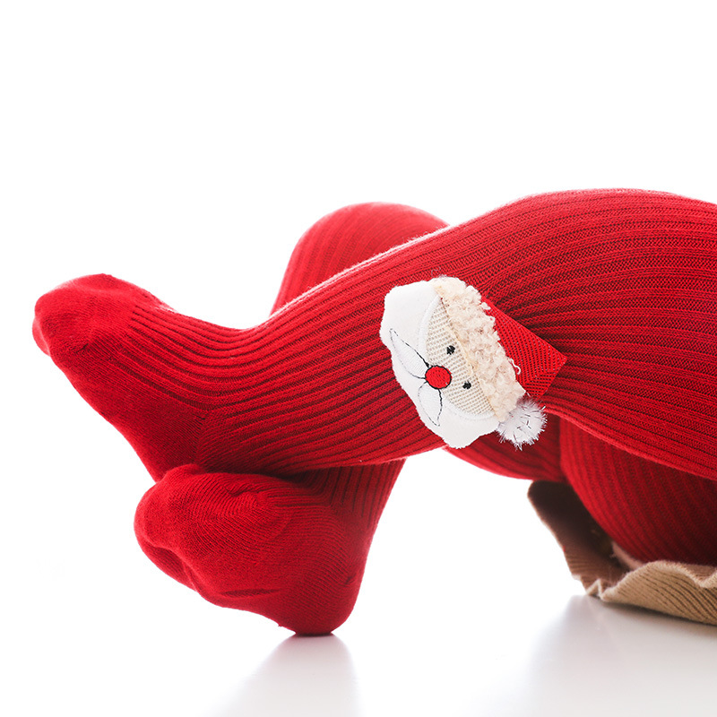 Niñas polainas Navidad rojo muñeca pantimedias algodón Primavera, otoño e invierno Bebé pantimedias bebé pantimedias