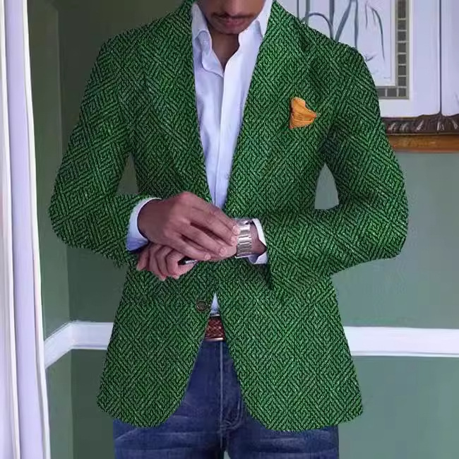 Traje casual a cuadros transfronterizo de los hombres ligero negocio plaid impreso chaqueta de los hombres fuente fábrica al por mayor amazon
