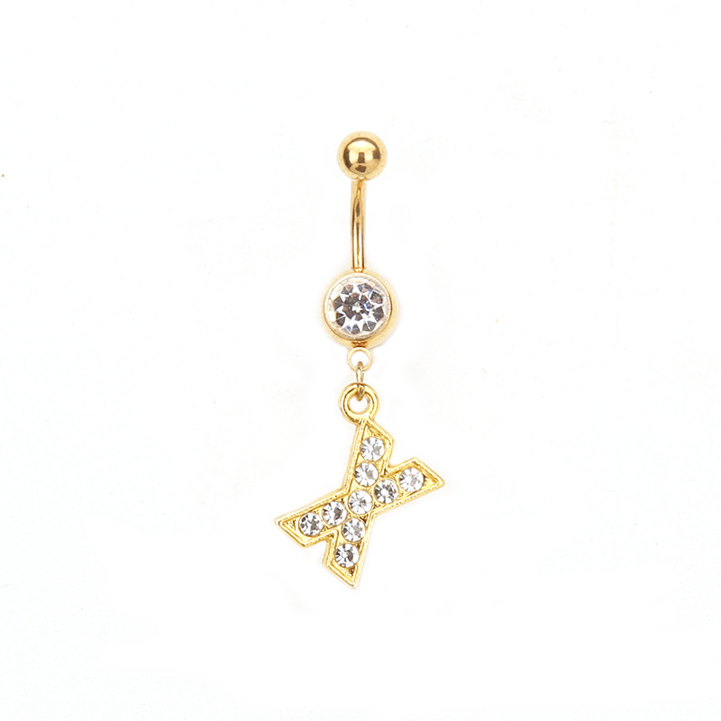 Oro letras inglesas A- Z anti-alergia cuerpo piercing joyería de las mujeres ombligo clavo ombligo anillo AliExpress deseo