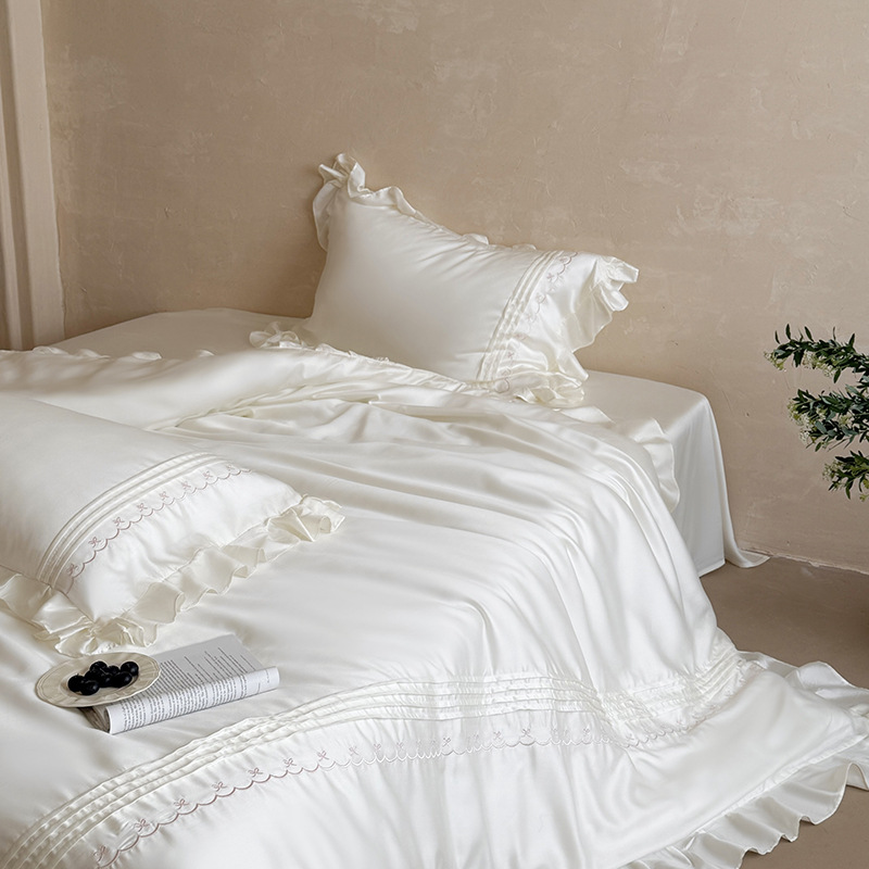 Summer Cool Ice Silk Quilt Cover French Romance~Class A Lenzing Tencel Four-piece Set Master Bedroom, Summer Cool Touch, Suitable For Sleeping Na_voghion.com