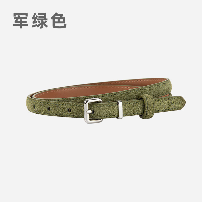 日系小裤带女士磨砂反绒真皮腰带装饰牛仔裤配饰时尚百搭细皮带女|undefined