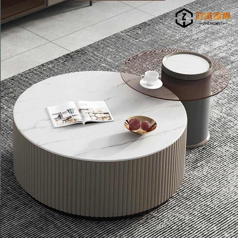 岩板茶几电视柜组合意式轻奢风客厅家具简约现代茶桌小户型北欧|ru