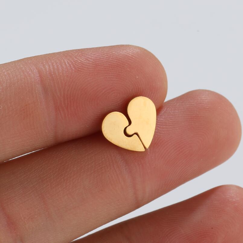 Fashion Heart Shape Titanium Steel Ear Studs Plating No Inlaid Stainless Steel Earrings display picture 6