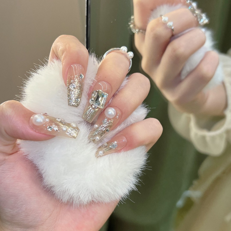Qianfan【City of Twilight】Wearable Nail Art Versatile Pure Desire Rhinestone Nail Stickers Manicure with Rhinestones Sparkling Rhinestone Bowknot