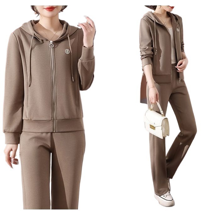加绒运动服套装女秋冬2025新款时尚宽松洋气妈妈加厚休闲服两件套|undefined