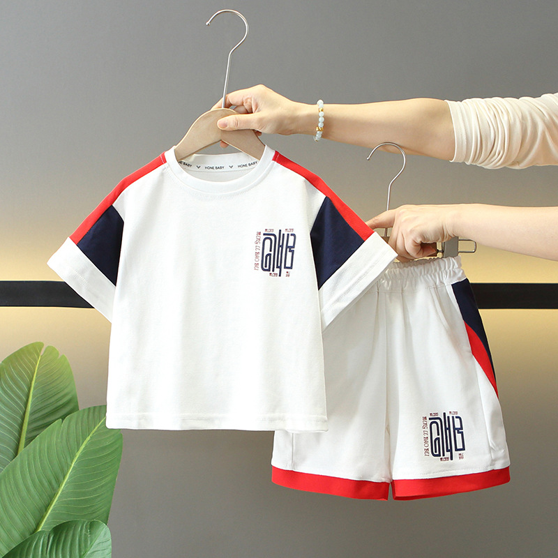 8081 ropa para niños traje para niños 2025 nuevo verano atractivo vestido de verano de manga corta de dos piezas ropa de bebé delgada