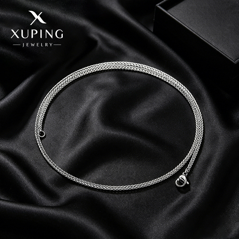 Xuping transfronterizo estilo europeo y americano de acero inoxidable color primario personalidad simple collar de moda de hombre cadena cadena al por mayor