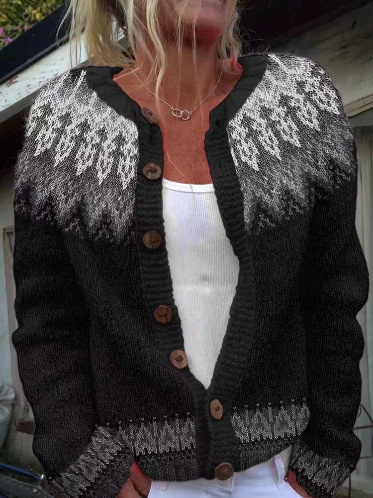 Этно- knitted sweater, cardigan, jacket, city style, European style, ethnic style, wish