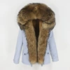(Platform model) blue gray + original color raccoon dog hair + light brown artificial fur liner