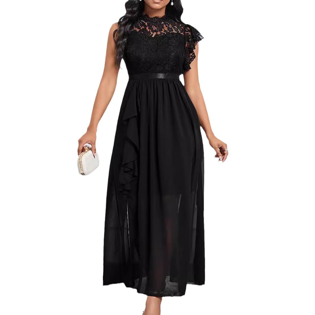 Comercio exterior transfronterizo europeo y americano exclusivamente para el estilo de diseño de nicho wish temperamento amazónico elegante vestido de color sólido mujer image 6