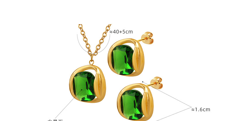 Fashion Geometric Titanium Steel Inlay Artificial Crystal Earrings Necklace
