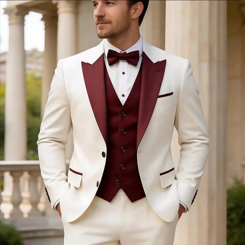 Men's suit set for art exams, stage performances, host duties, and photography studios, three-piece suit with three buttons, cross-border men's clothing Men's suit set for art exams, stage performances, host duties, and photography studios, three-piece suit with three buttons, cross-border men's clothing