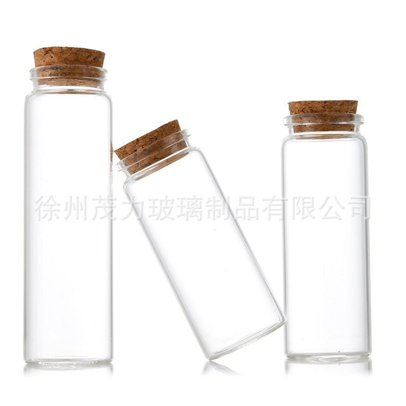 En stock 37mm botella de vidrio transparente botella de tubo de corcho botella de vidrio del arco iris que deseen botella de deriva Cordyceps cápsula botella pequeña