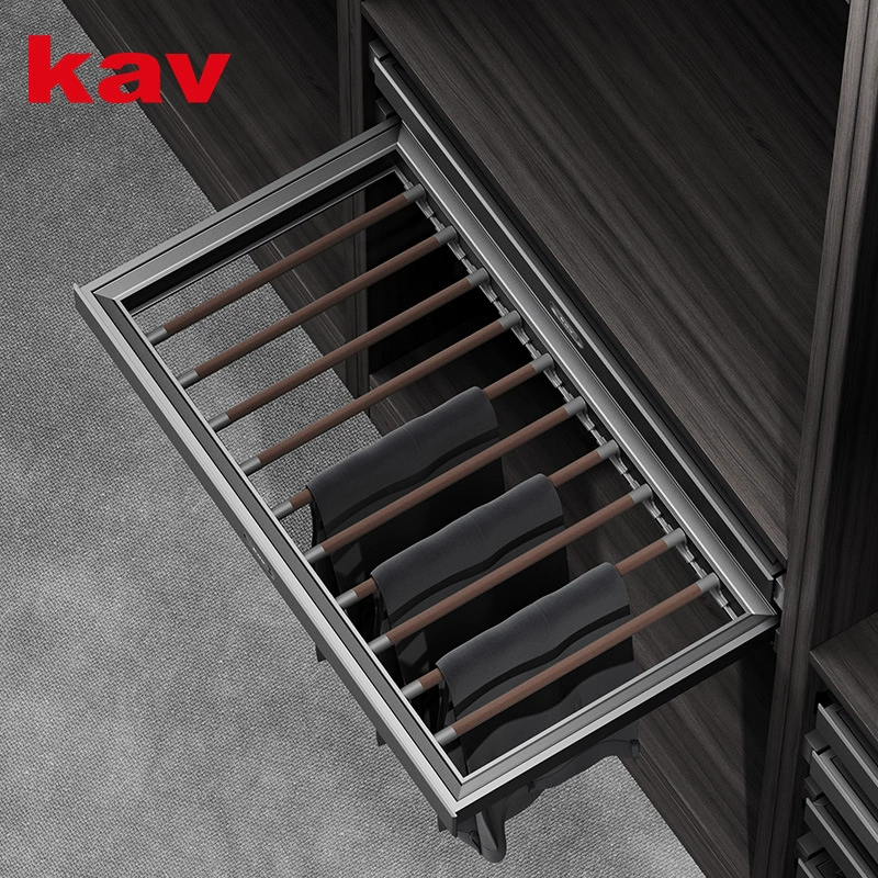 wardrobe built-in leather trouser rack aluminum alloy pull-out damping buffer silence trouser rack