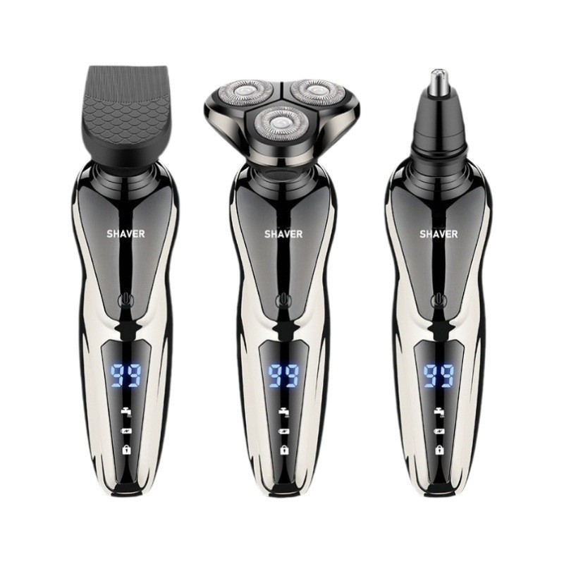 Electric Shaver For Men With Digital Display Dual Function 3-in-1 Multi-Functional Rechargeable Beard Shaver With 3 Blades Home Appliance_voghion.com