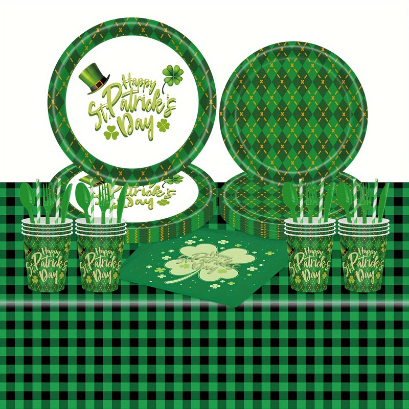 St. Patrick's Day Theme Party Supplies Disposable Paper Tray Paper Cup Tissue Straw suit Party Decorations St. Patrick's Day Theme Party Supplies Disposable Paper Tray Paper Cup Tissue Straw suit Party Decorations