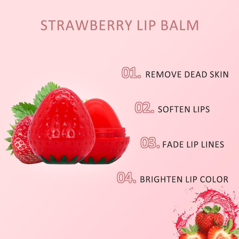 The new cross-border strawberry cute lip balm provides long-lasting moisture and helps to reduce lip lines. It is a lip base lip balm that makes your lips plump Specification drawing