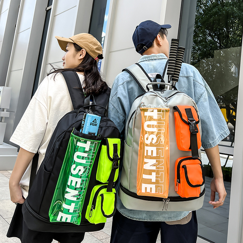 Sports backpack new style large capacity independent shoe position contrasting color badminton racket bag distribution secret single generation