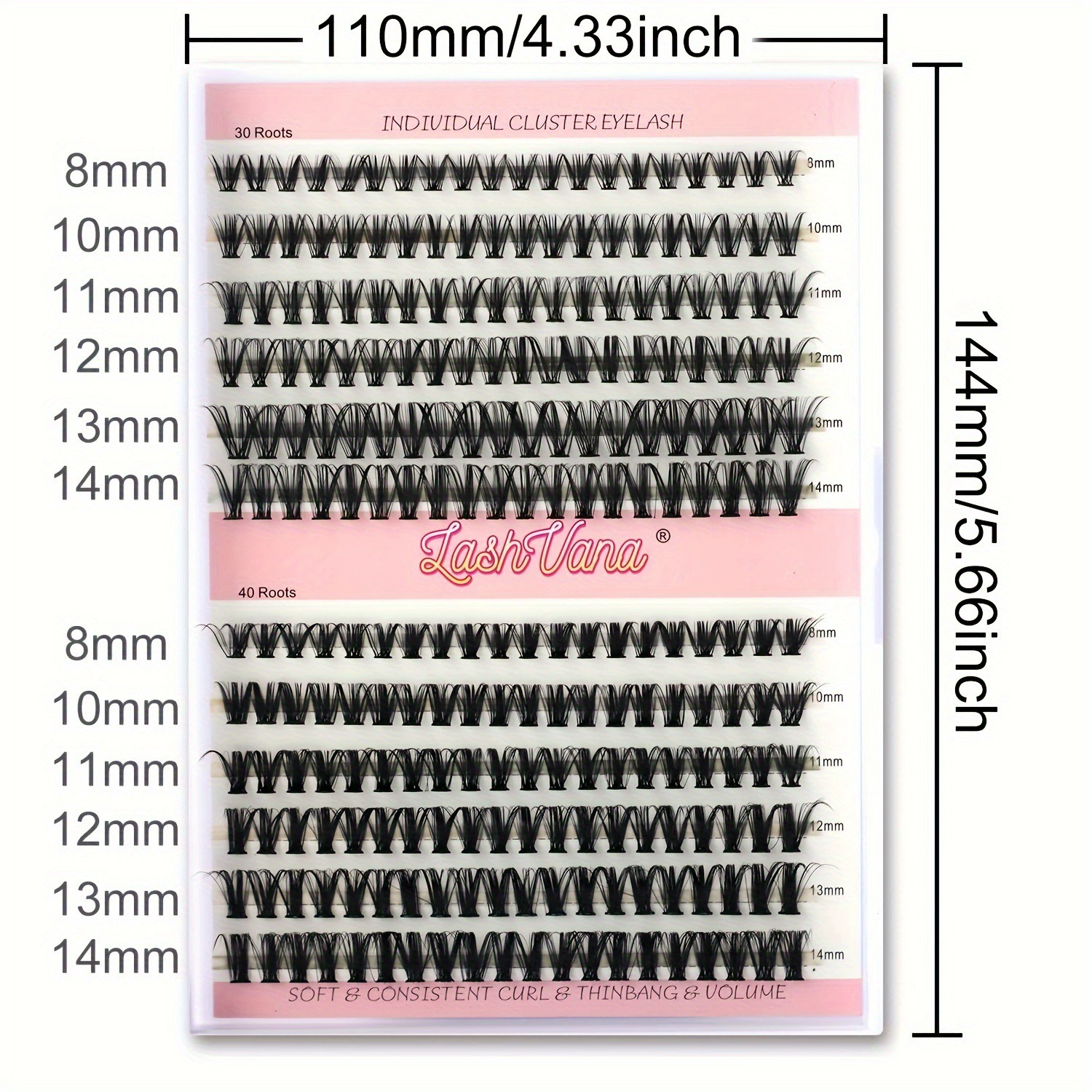 Набор индивидуальных клешей ресниц False Eyelashes, смесь 30D+40D, лотки на 40 корней, пинцет и средства удаления