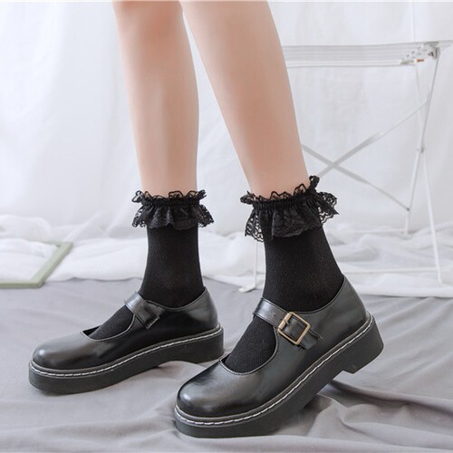 Socks for women Japanese JK uniform Lolita mid-calf socks mesh large lace little girl thin Zhuji socks