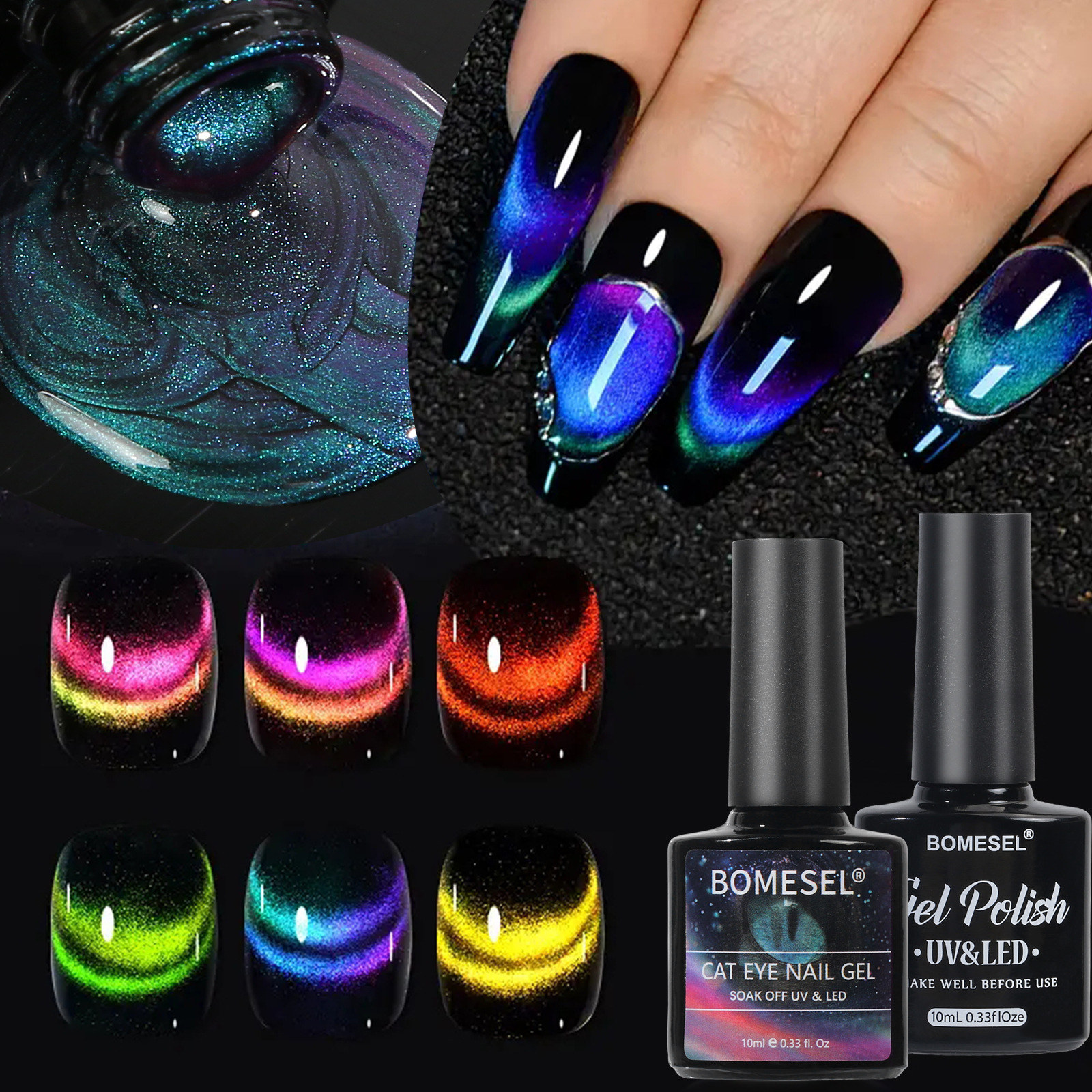 Explosiones transfronterizas pegamento de ojos para gatos manicuras especial pegamento de ojos para gatos set 7 piezas se puede pegar la etiqueta puede sustituir la fábrica de la fuente de trabajo